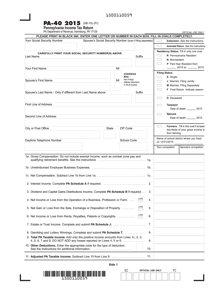  Pa 40  Form 2015