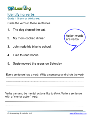 Circle the Verbs Worksheet for Grade 1  Form