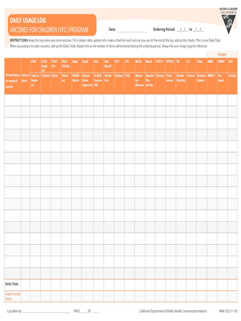  Vaccine Inventory Log Sheet 2014