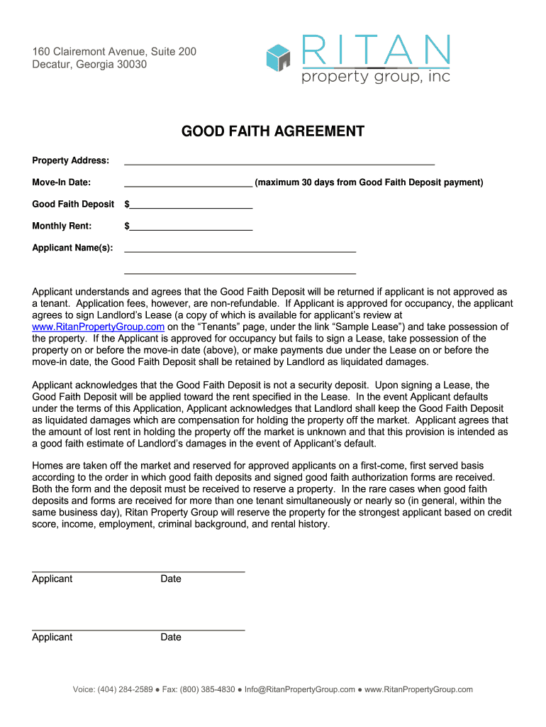 Good Faith Payment  Form