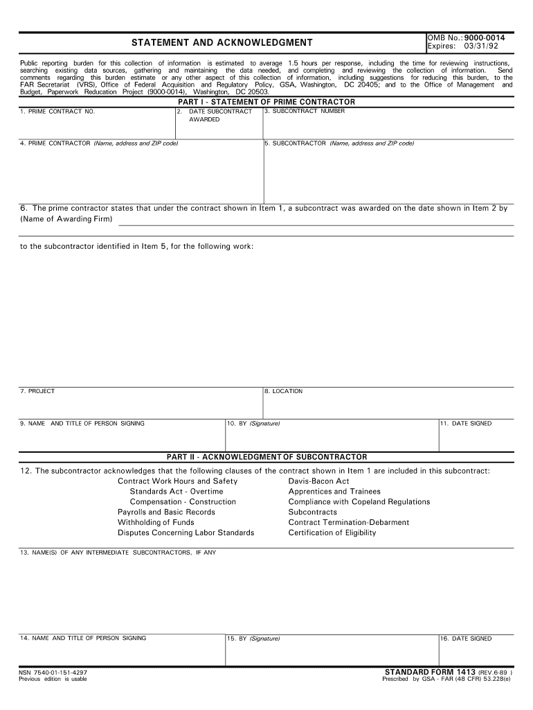 Standard Form 1413 Fillable