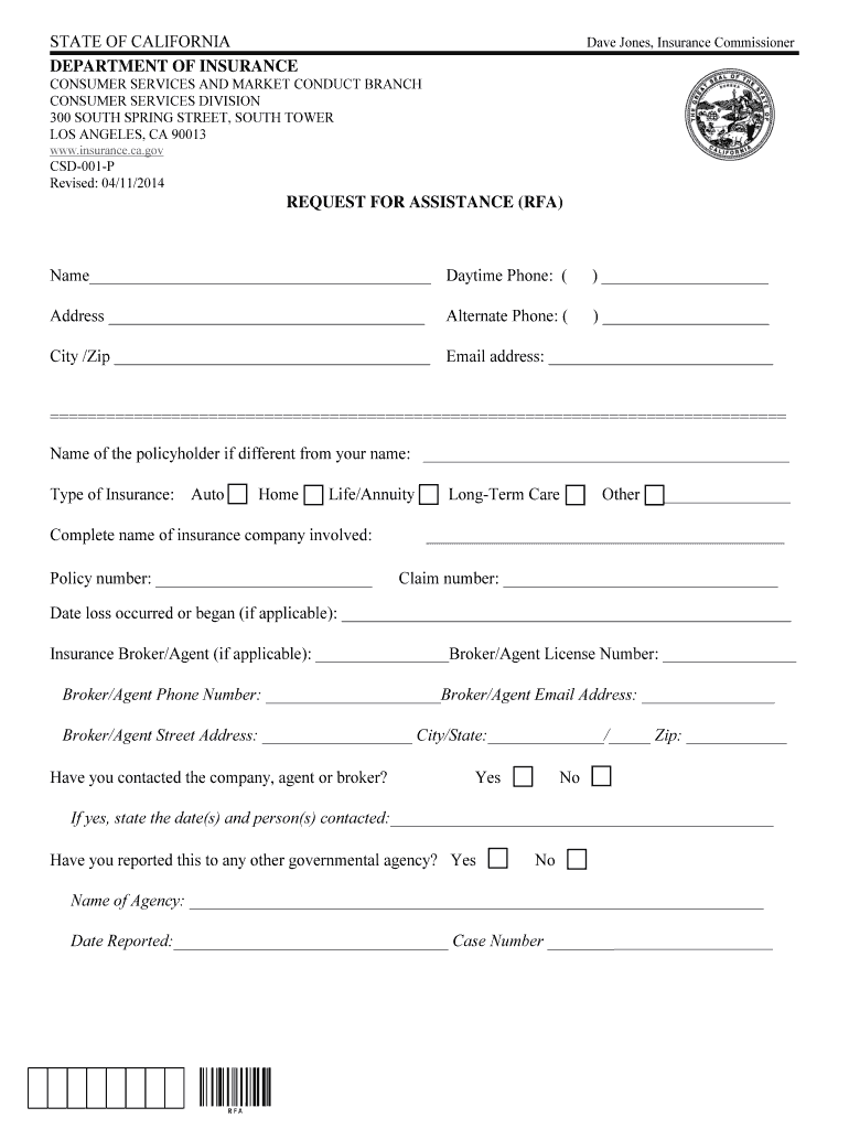 Ca Gov Form Csd 001 P