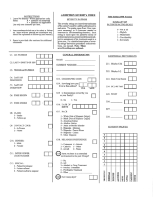 Addiction Severity Index  Form