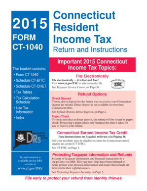 CT 1040 Booklet, Connecticut Resident Income Tax Instructions Connecticut Resident Income Tax Instructions  Form