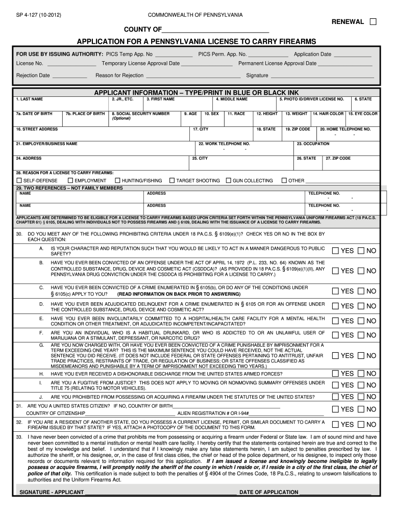  Pa Concealed Carry Application 2012
