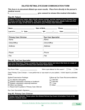 Dilated Retinal Eye Exam Communication Form Dhs Wisconsin