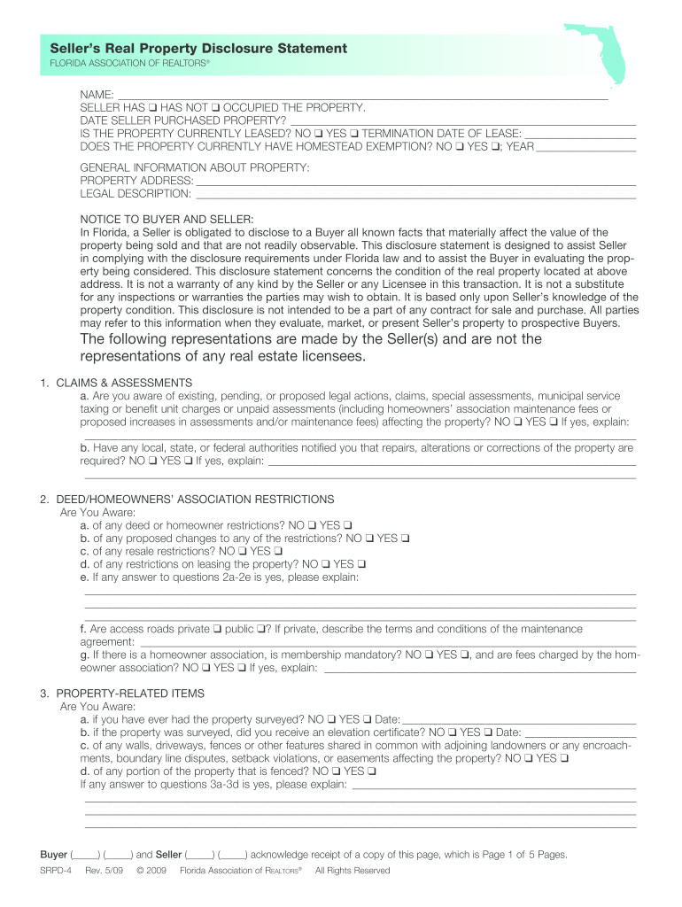 Florida Sellers Disclosure Form