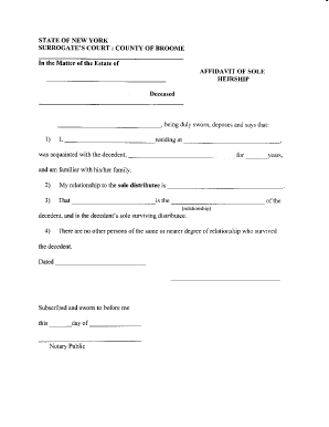 Get and Sign Affidavit of Sole Heirship New York  Form