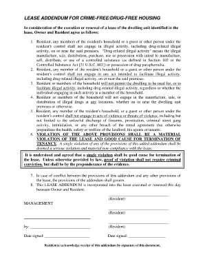 Management Posted a Copy of Crime Lease Addendum Unsigned on Bulletin Board Form