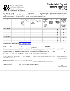 Standard Work Day and Reporting Resolution RS 2417 Osc State Ny  Form