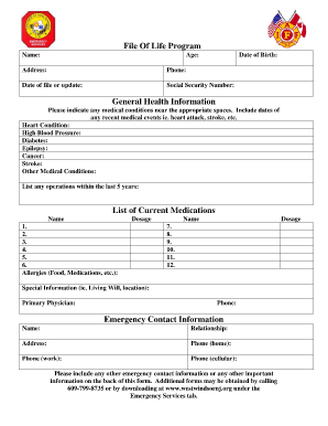 File of Life Template  Form