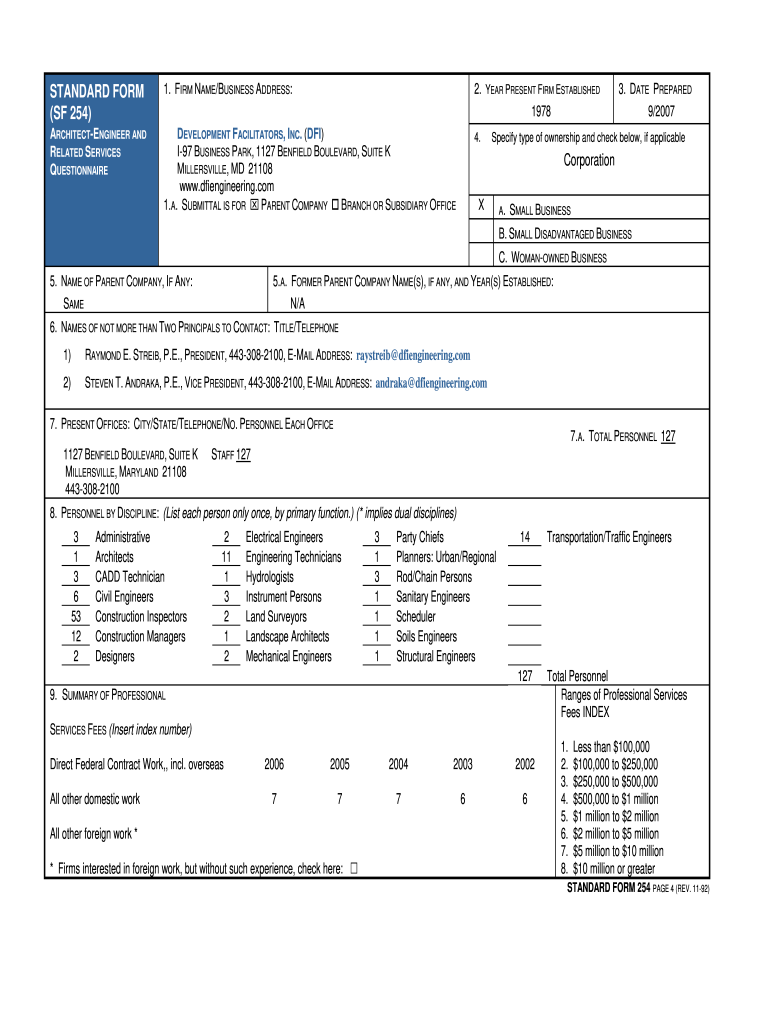 Sf 254  Form