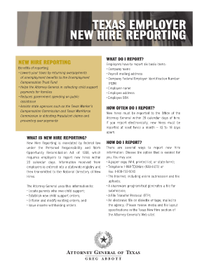 Texas Employer New Hire Reporting Form