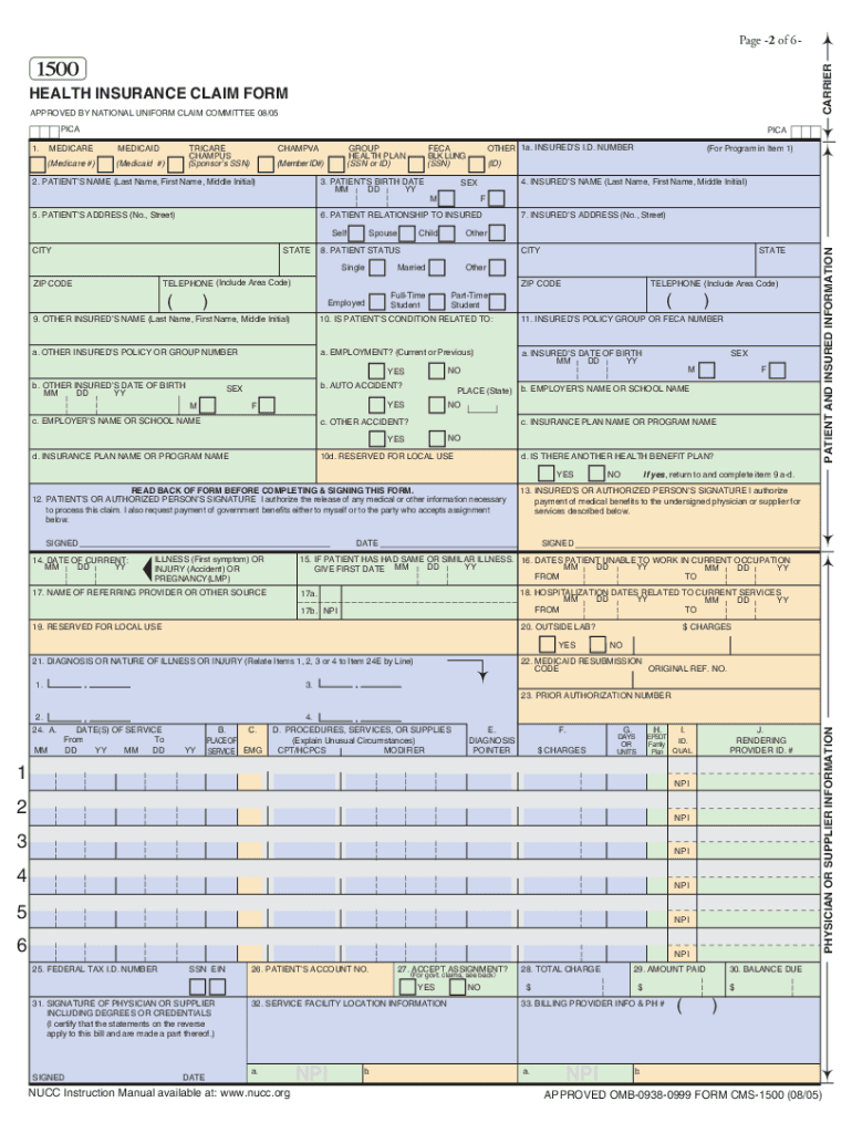  Downloadable Cms1500 Claim Forms 2006-2024