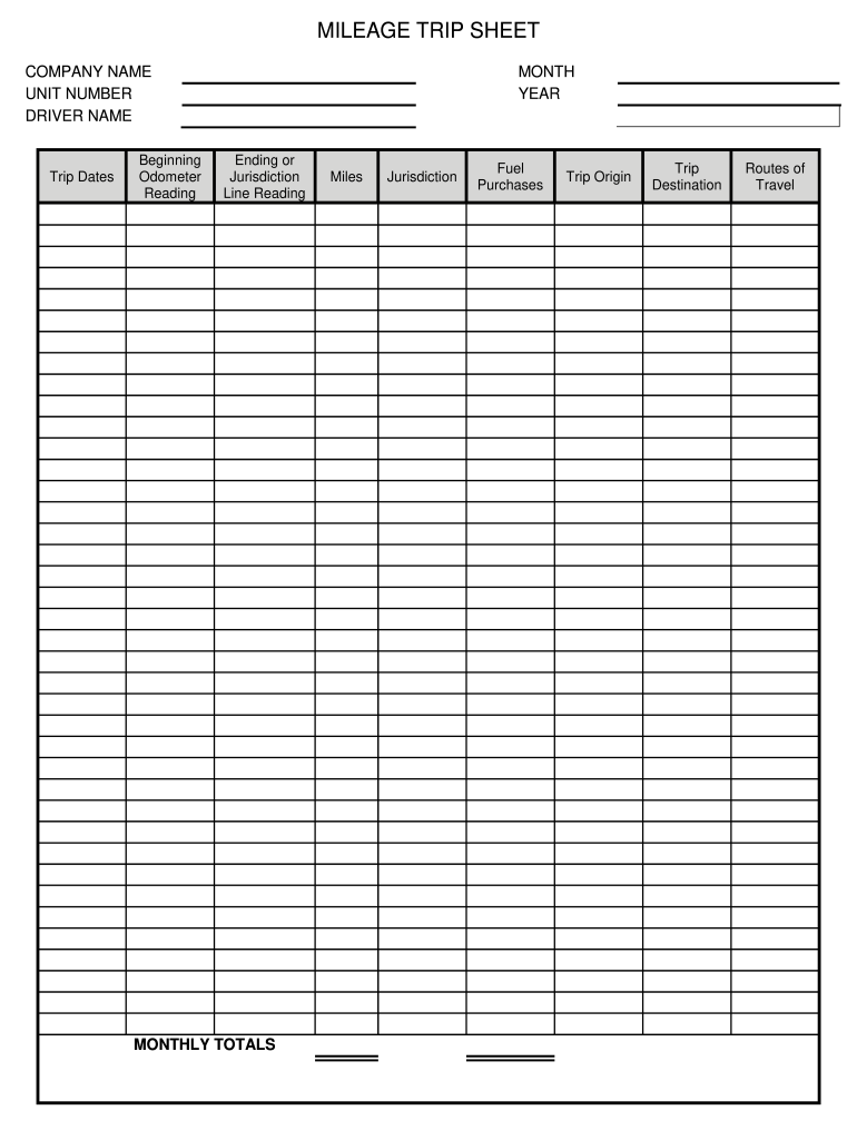 Get and Sign Trip Sheet Format