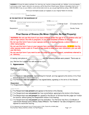 Fill in the Blanks Final Decree of Divorce PDF Download Form