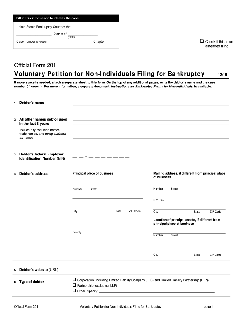  on the Top of Any Additional Pages, Write the Debtors Name and the Case Number If Known Casb Uscourts 2015