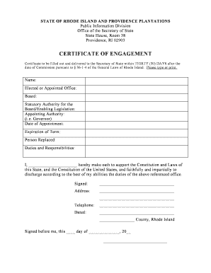 Certificate of Engagement  Form