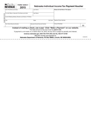 Form 1040N V Nebraska Individual Income Tax Payment