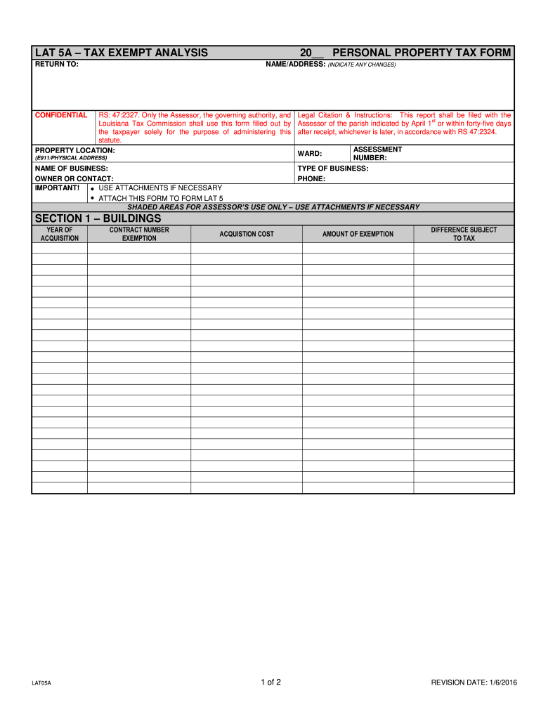  LAT 5 Inventory, Merchandise, Etc  Louisiana Tax Commission 2016