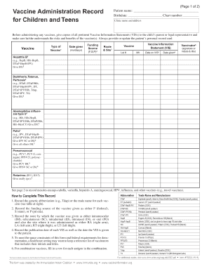 Pertinent Vaccine Information Statements VISs to the Child&#039;s Parent&amp;nbsp Odh Ohio