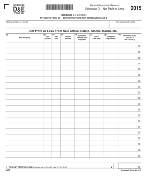 Schedule D Amp E Revenue Alabama  Form