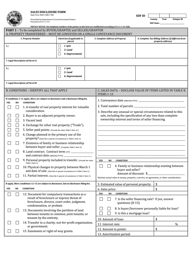  Sales Disclosure Form for Johnson County 2011