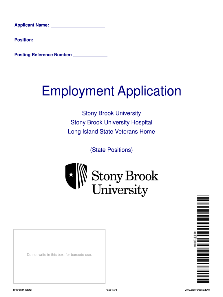  State Employment Application Hrsf0027 Form 2012