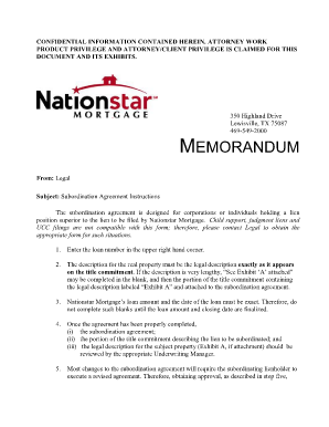 Subordination Agreement Mortgage  Form