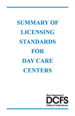 Dcfs Summary of Licensing Standards for Daycare Centers  Form