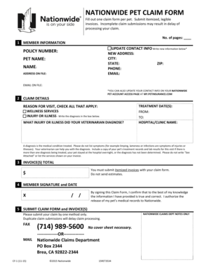 Nationwide Pet Claim Form