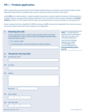 Probate Form Iht205