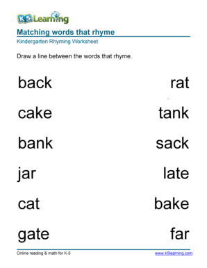 Back Rhyming Words  Form