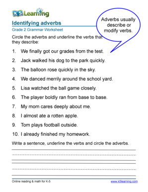 Circle the Adverbs and Underline the Verbs that They Describe with Answers  Form