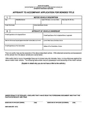 Florida Affidavit Title Form