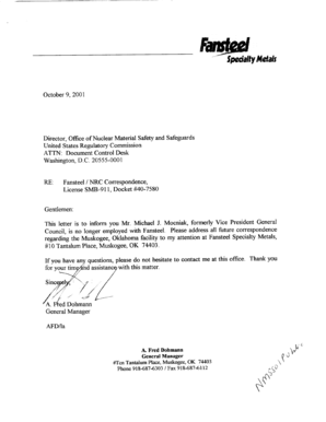 No Longer Employed Letter Form