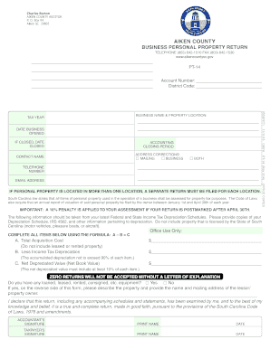 Business Personal Property Return Aiken County Aikencountysc  Form