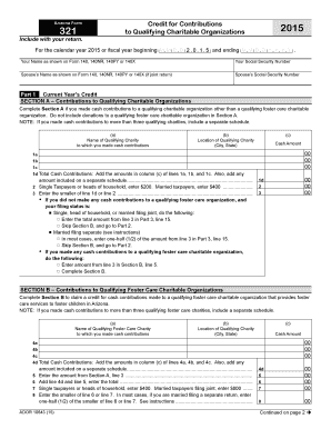 Arizona Form 321 Credit for Contributions to Qualifying Charitable Organizations Include with Your Return