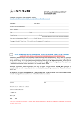 Leatherman Warranty Australia  Form