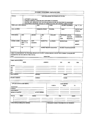 Army Personal Data Sheet PDF  Form