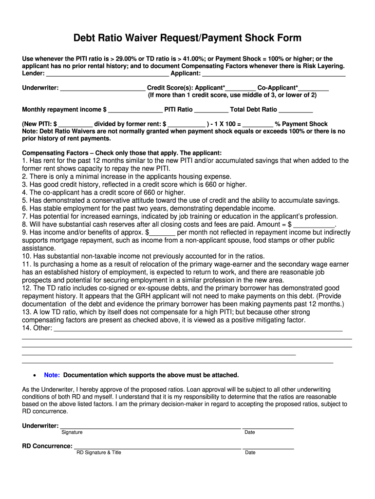 Usda Credit Score Waiver  Form