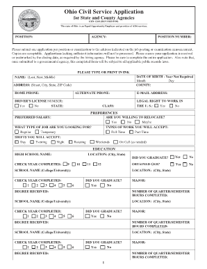 Ohio Civil Service Application Gen 4268 Fillable Form