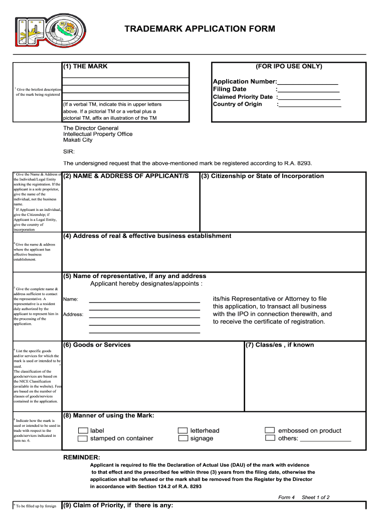 Trademark Application Form