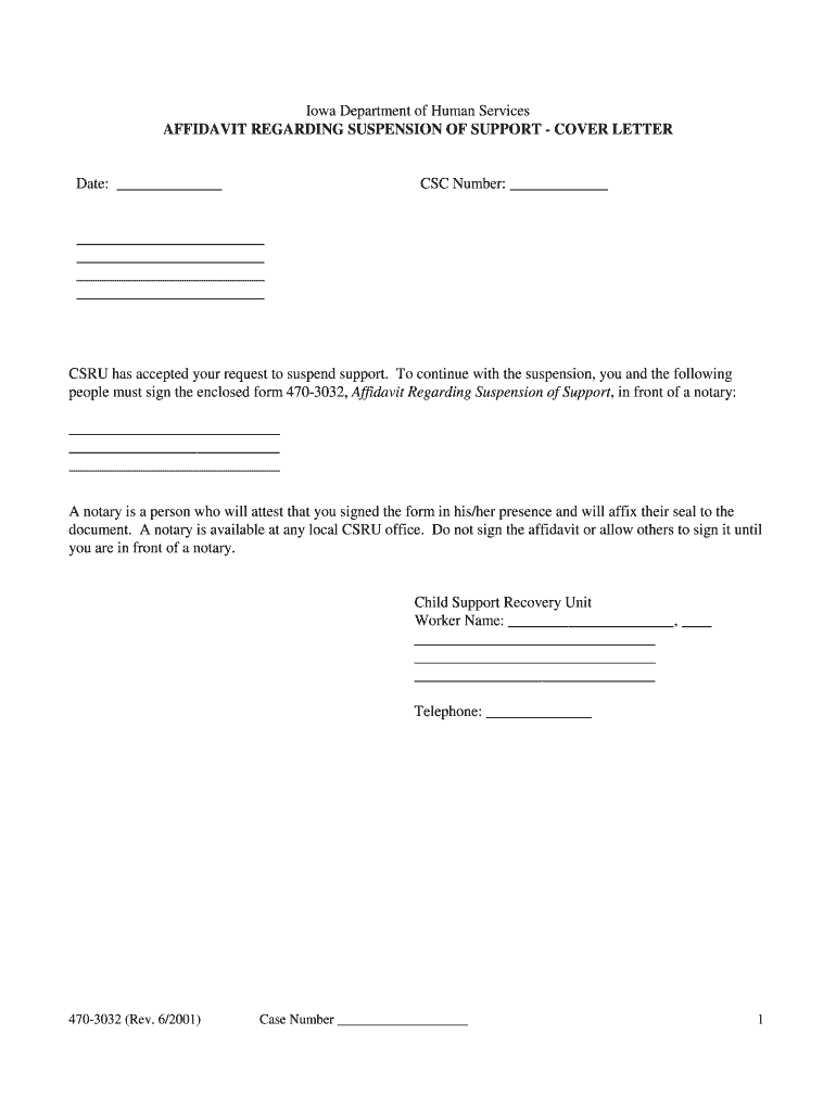 Form 470 3032 Affidavit Regarding Suspension of Support