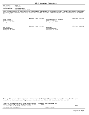 Hud 1 Signature Page  Form