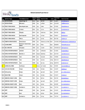 Medassets Construction Vendor Contact List Form