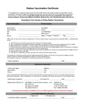 Rabies Certificate Texas  Form