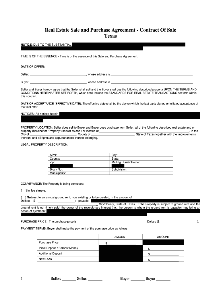 Purchase and Sale Agreement Texas  Form