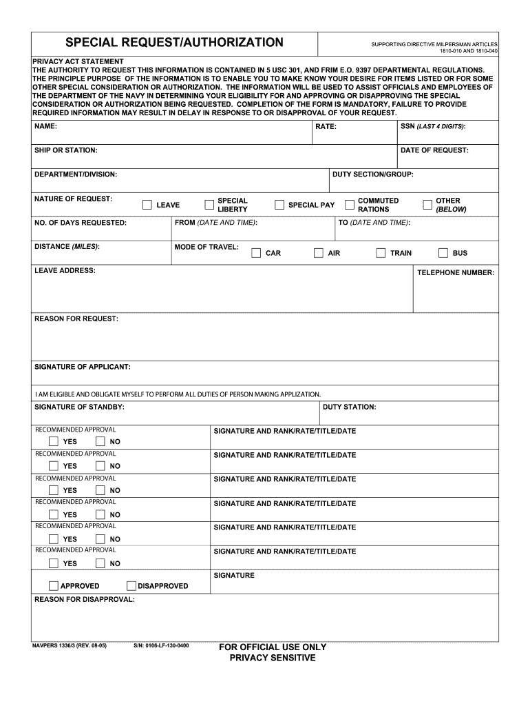  Special Request Chit Navy Form 2011