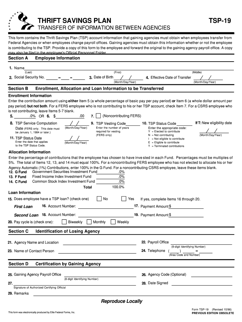  Tsp 19 Fillable Form 2019